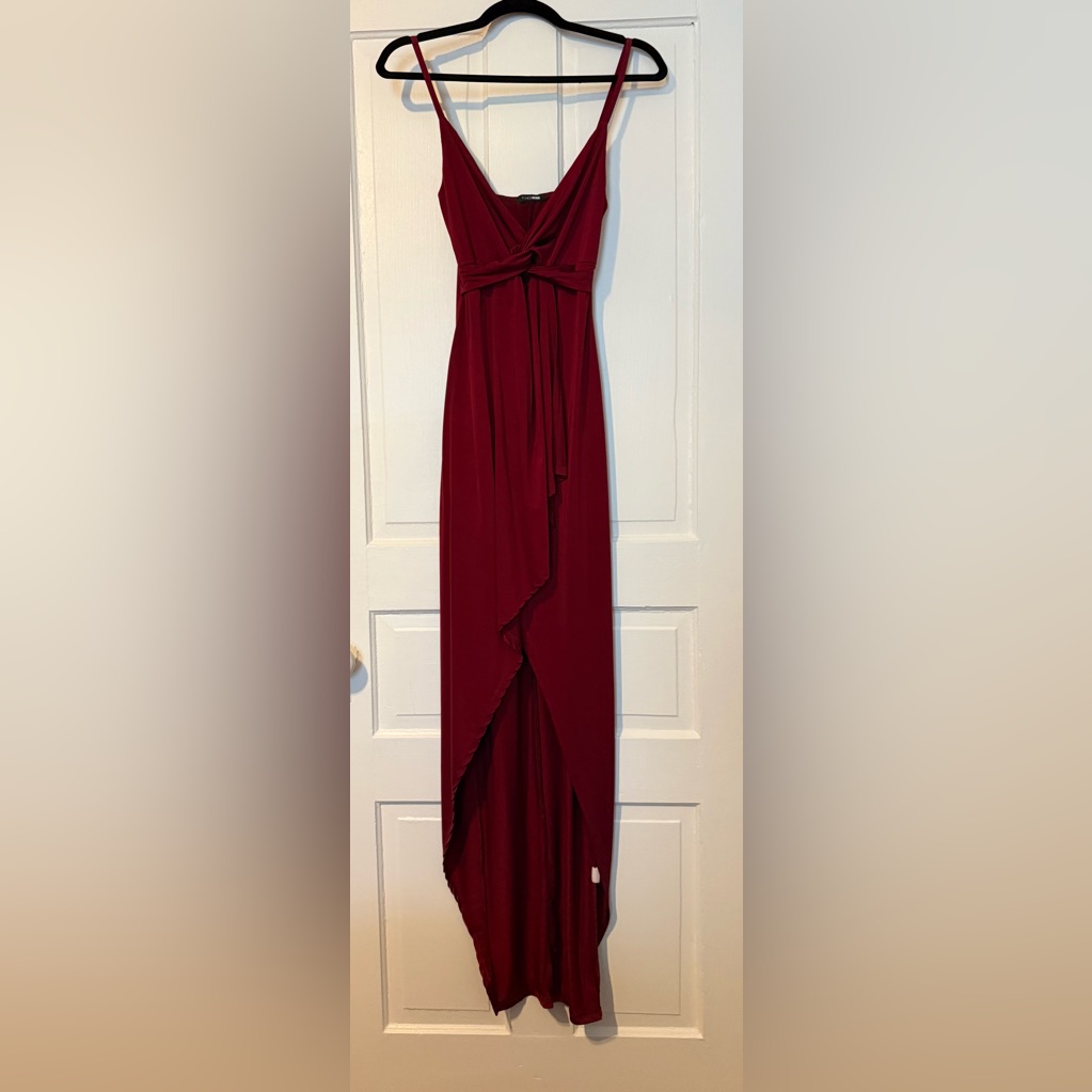 Fashion Nova Burgundy High Low Dress